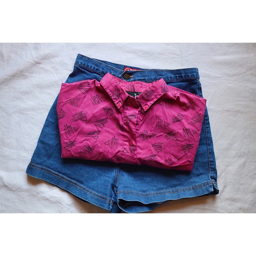 Retro Patterned Oversized Button Down / Size S-M